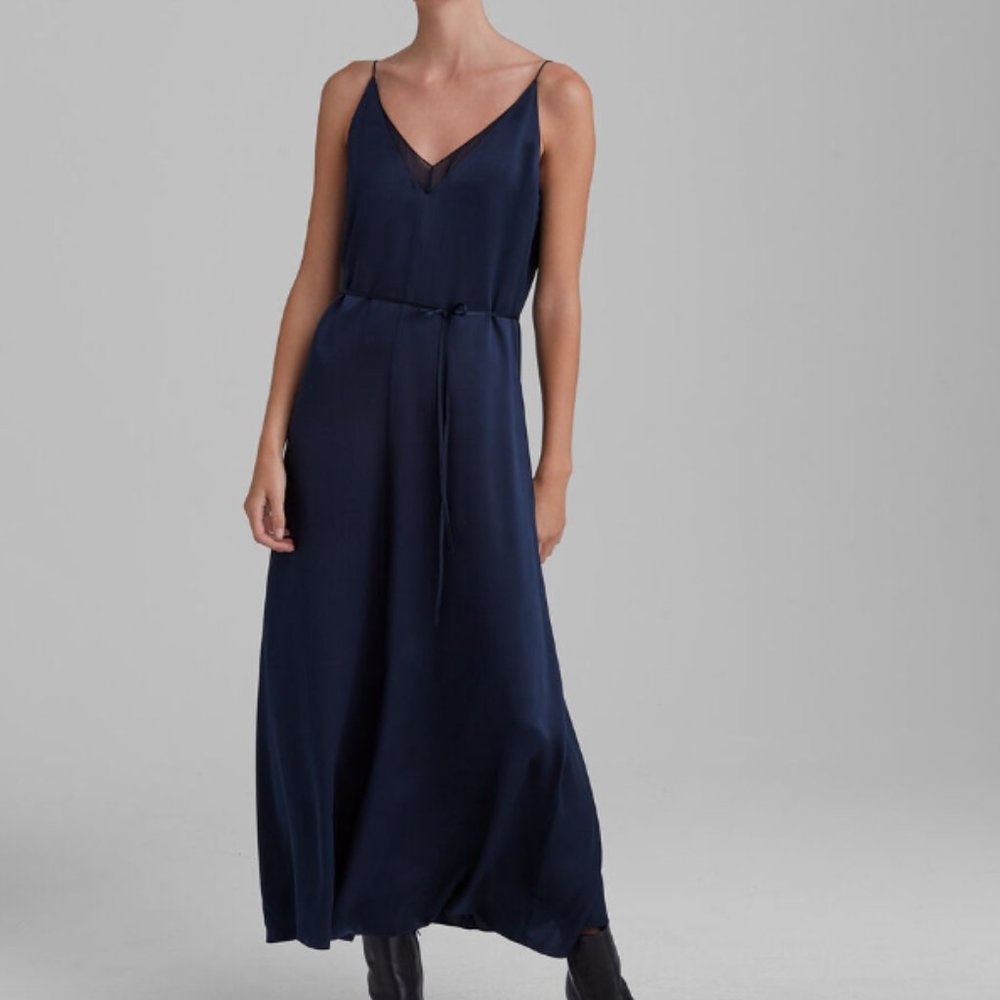 Club Monaco Navy Double V Slip Dress